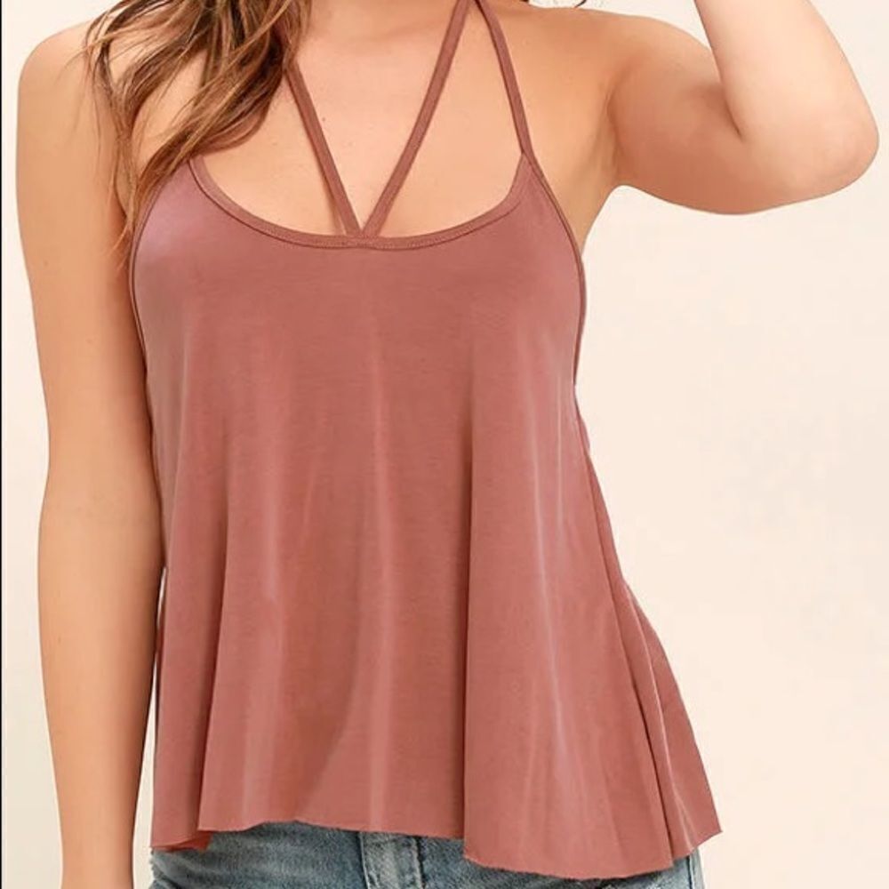 Lulu strappy rose sleeveless crop S top